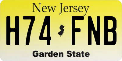 NJ license plate H74FNB