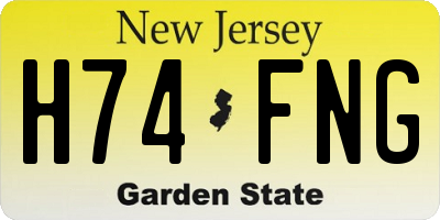 NJ license plate H74FNG