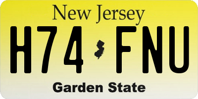 NJ license plate H74FNU