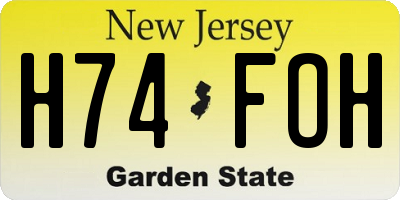 NJ license plate H74FOH