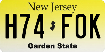 NJ license plate H74FOK