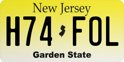 NJ license plate H74FOL