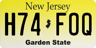 NJ license plate H74FOQ