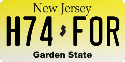 NJ license plate H74FOR