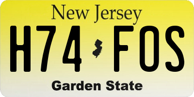 NJ license plate H74FOS