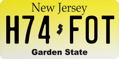 NJ license plate H74FOT
