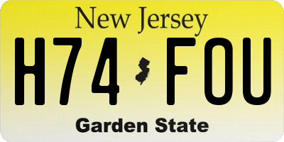 NJ license plate H74FOU
