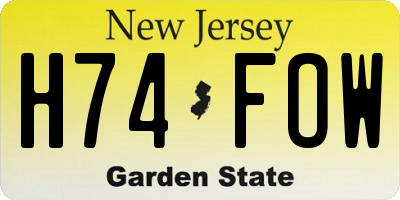 NJ license plate H74FOW
