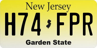 NJ license plate H74FPR
