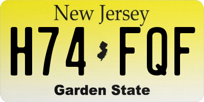 NJ license plate H74FQF