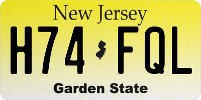 NJ license plate H74FQL