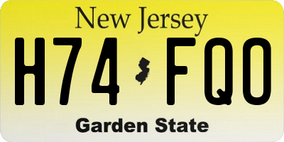 NJ license plate H74FQO