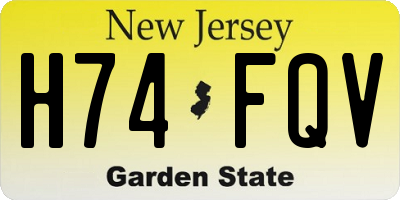 NJ license plate H74FQV