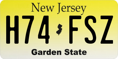 NJ license plate H74FSZ
