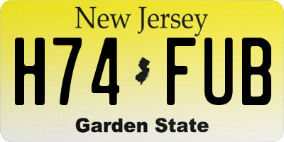 NJ license plate H74FUB