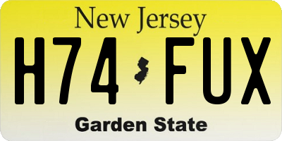 NJ license plate H74FUX