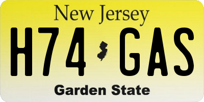 NJ license plate H74GAS