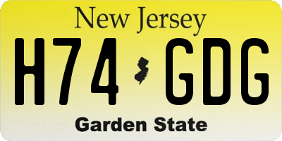 NJ license plate H74GDG