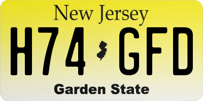 NJ license plate H74GFD