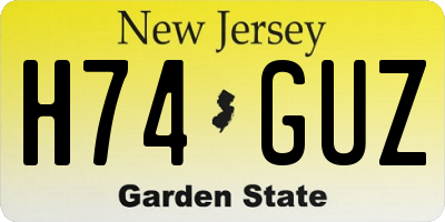 NJ license plate H74GUZ
