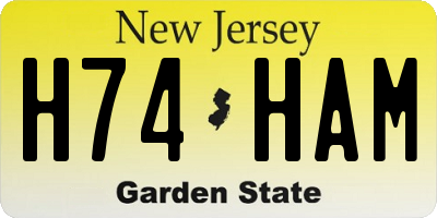NJ license plate H74HAM