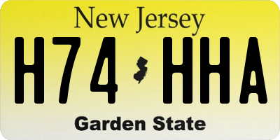 NJ license plate H74HHA
