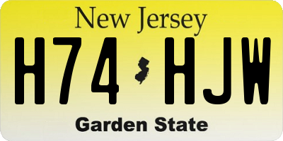 NJ license plate H74HJW