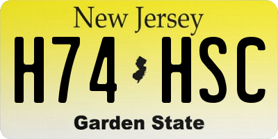 NJ license plate H74HSC