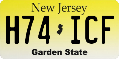NJ license plate H74ICF