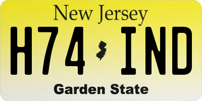NJ license plate H74IND