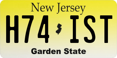 NJ license plate H74IST