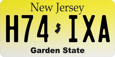 NJ license plate H74IXA