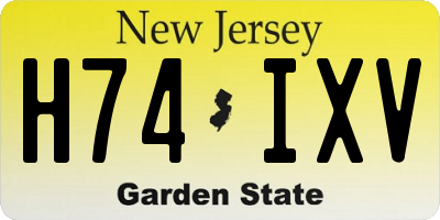 NJ license plate H74IXV