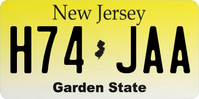 NJ license plate H74JAA