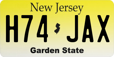 NJ license plate H74JAX