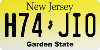 NJ license plate H74JIO