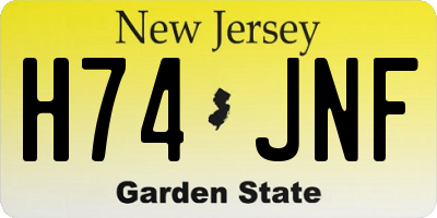 NJ license plate H74JNF