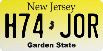 NJ license plate H74JOR