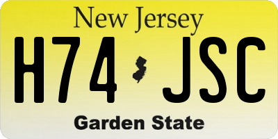 NJ license plate H74JSC