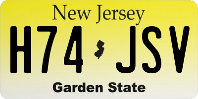 NJ license plate H74JSV