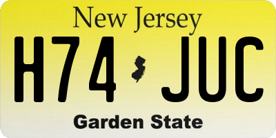 NJ license plate H74JUC