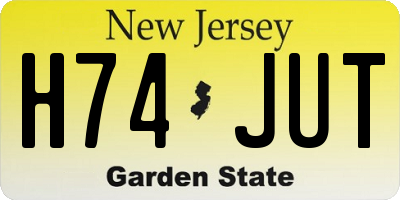 NJ license plate H74JUT