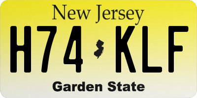 NJ license plate H74KLF