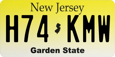NJ license plate H74KMW