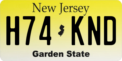 NJ license plate H74KND
