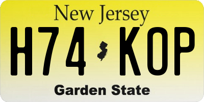 NJ license plate H74KOP