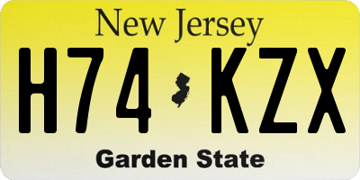 NJ license plate H74KZX