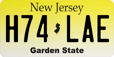 NJ license plate H74LAE