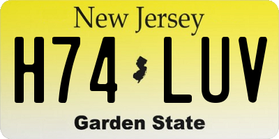 NJ license plate H74LUV