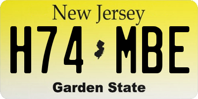 NJ license plate H74MBE